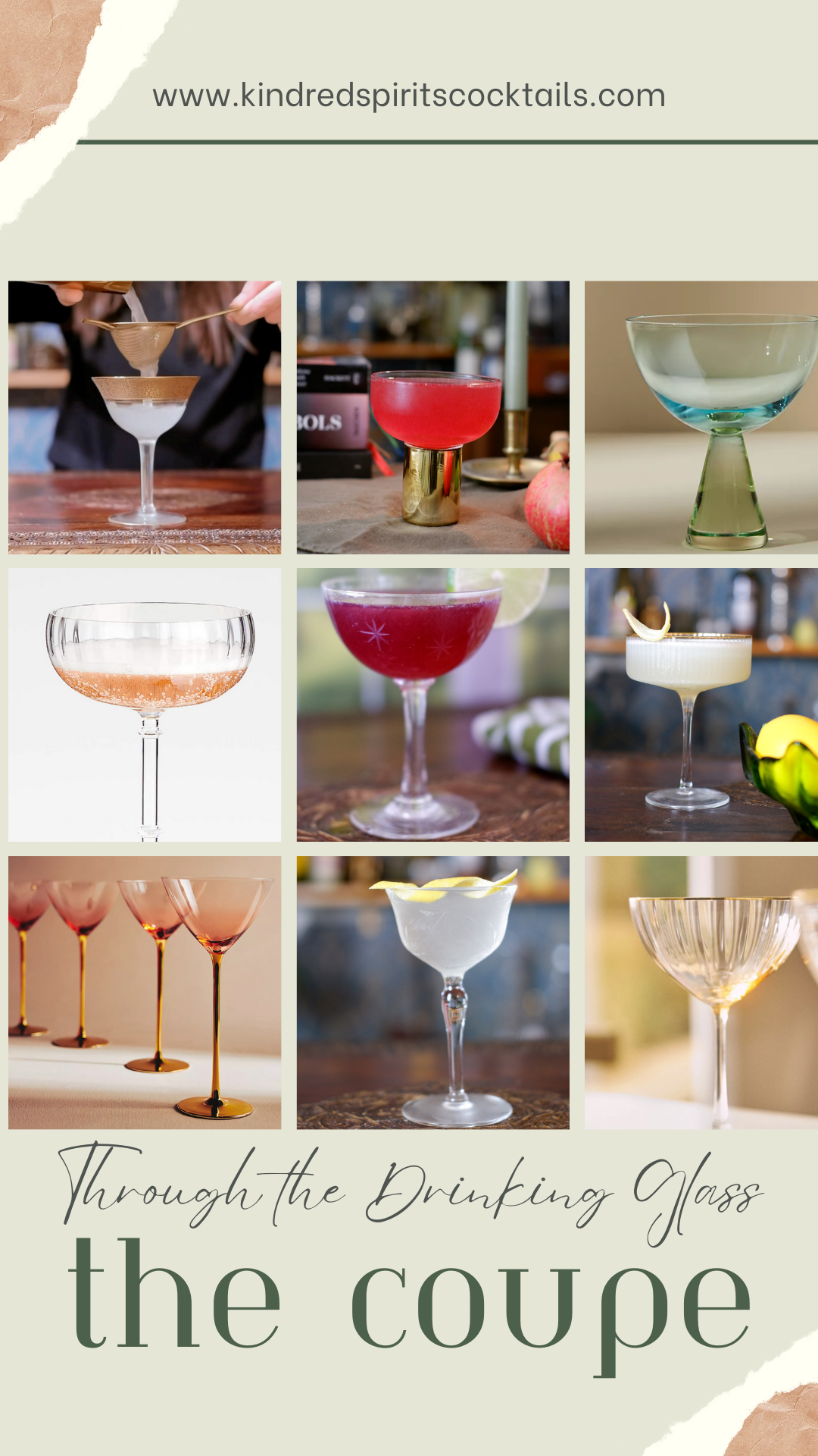 the history and design of the coupe cocktail glass Kindred